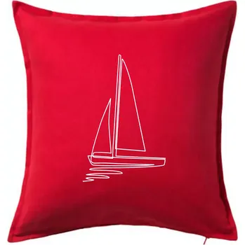 Polštář Plachetnice jedním tahem - Polštář 50x50 - 50x50 - Pouze potah ( Červená )
