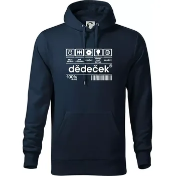 Pánská mikina Čárový kód dědeček - Mikina pánská Cape s kapucí - 5XL ( Námořní modrá (téměř černá) )