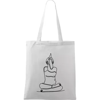Jóga v sedu jedním tahem - Taška bavlněná - 42 x 38 cm ( Bílá )