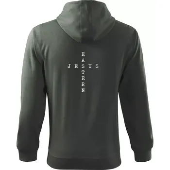 Pánská mikina Eastern Jesus - Mikina s kapucí na zip trendy zipper - S ( Tmavá břidlice (šedá se zeleným nádechem) )