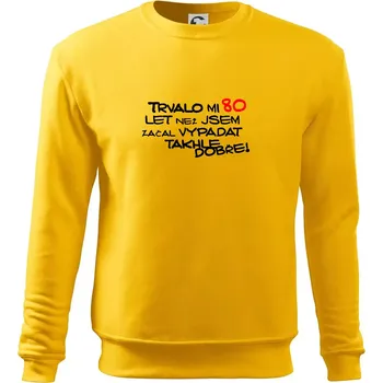 Pánská mikina Trvalo mi 80 let než jsem začal vypadat takhle dobře - Mikina Essential pánská - S ( Žlutá )