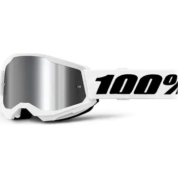 Motocyklové brýle STRATA 2 JUNIOR, Bílé, stříbrné plexi