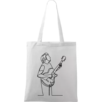 Kytarista jedním tahem - Taška bavlněná - 42 x 38 cm ( Bílá )