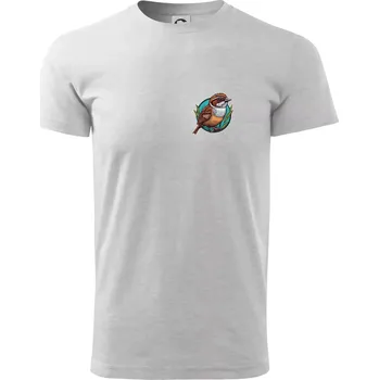 Pánské tričko Vrabec na prsu - Triko extra velké (5-8XL) - 6XL ( Světlešedý Melír )