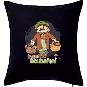 Polštář Legenda houbaření - Polštář 50x50 - 50x50 - Pouze potah ( Černá )