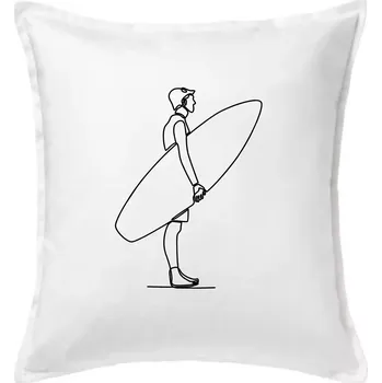 Polštář Surfař stojící jedním tahem - Polštář 50x50 - 50x50 - Pouze potah ( Bílá )