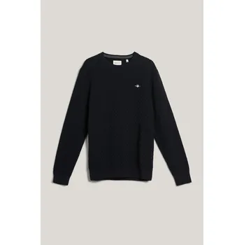 Pánský svetr SVETR GANT MICRO TEXTURE C-NECK BLACK