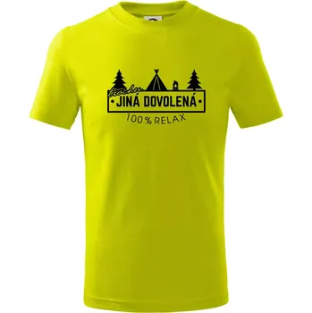 Trochu jiná dovolená stan - Tričko dětské bavlněné - 98 cm / 2 roky ( Limetková )