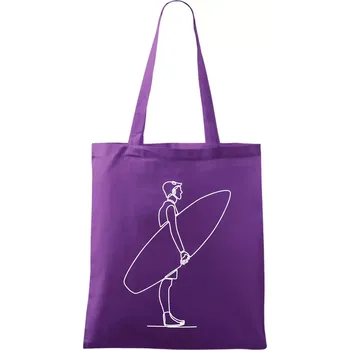 Surfař stojící jedním tahem - Taška bavlněná - 42 x 38 cm ( Fialová )