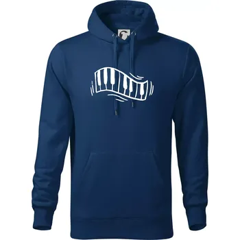 Pánská mikina Klávesy kreslené - Mikina pánská Cape s kapucí - 3XL ( Půlnoční modrá )
