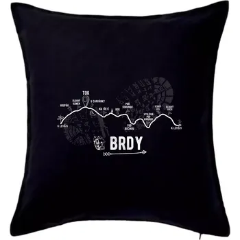 Polštář Profil kopců - Brdy - Polštář 50x50 - 50x50 - Pouze potah ( Černá )