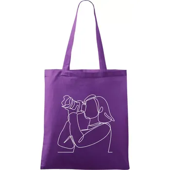 Fotografka stojící jedním tahem - Taška bavlněná - 42 x 38 cm ( Fialová )