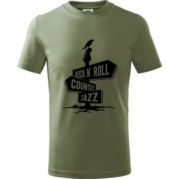 Dětská móda Kytara rozcestník - Tričko dětské bavlněné - 98 cm / 2 roky ( Khaki )