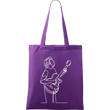 Kytarista jedním tahem - Taška bavlněná - 42 x 38 cm ( Fialová )
