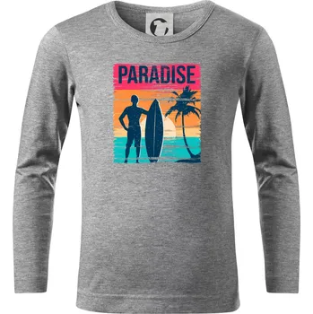 Chlapecké tričko Paradise - barevný čtverec - Triko dětské Long Sleeve - 122 cm/6 let ( Tmavě šedý melír )