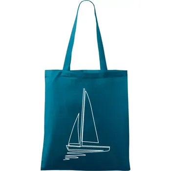 Plachetnice jedním tahem - Taška bavlněná - 42 x 38 cm ( Petrolejová )
