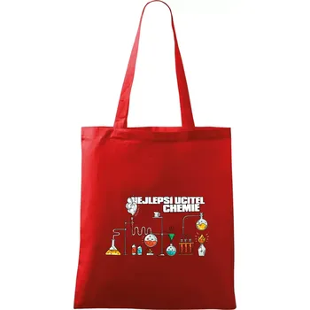 Nákupní taška Nejlepší učitel chemie - Taška bavlněná - 42 x 38 cm ( Červená )