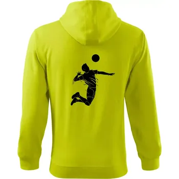 Pánská mikina Volejbal splash jednoduchý - Mikina s kapucí na zip trendy zipper - S ( Limetková )