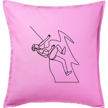 Polštář Lezec na skále jedním tahem - Polštář 50x50 - 50x50 - Pouze potah ( Růžová )