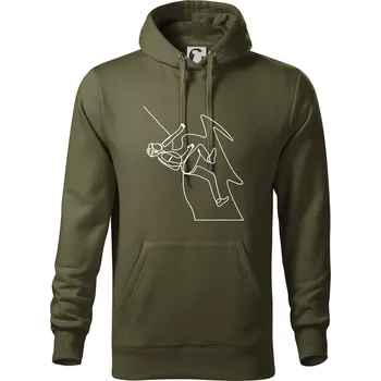 Pánská mikina Lezec na skále jedním tahem - Mikina pánská Cape s kapucí - S ( Military )
