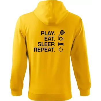 Pánská mikina Play eat sleep repeat padel - Mikina s kapucí na zip trendy zipper - S ( Žlutá )