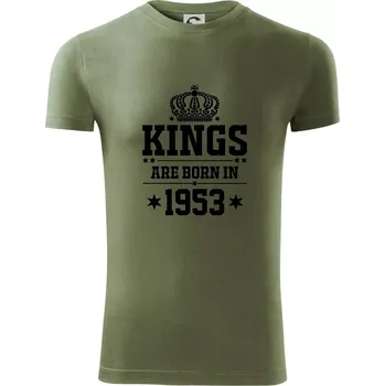 Pánské oblečení Kings are born in 1953 - Viper FIT - Pánské zůžené tričko - 3XL ( Khaki )