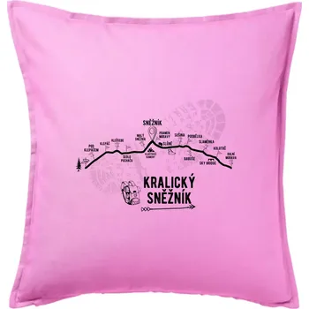 Polštář Profil kopců - Kralický Sněžník - Polštář 50x50 - 50x50 - Pouze potah ( Růžová )