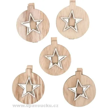 Vánoční dekorace Hvězda dřevěná na kolíčku 4,5 cm