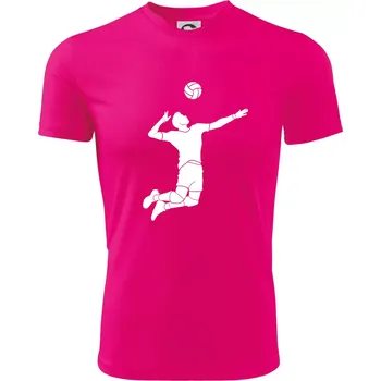 Chlapecké tričko Volejbal nápřah muž - Dětské triko sportovní (dresovina) - 122 cm/6 let ( Neon Pink )