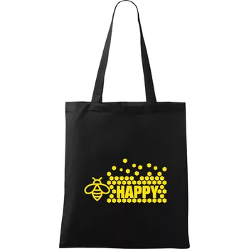 Nákupní taška Bee Happy - Taška bavlněná - 42 x 38 cm ( Černá )