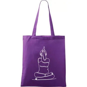 Jóga v sedu jedním tahem - Taška bavlněná - 42 x 38 cm ( Fialová )