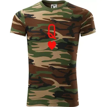 Pánské tričko Poker Q love - Army CAMOUFLAGE - M ( Hnědý maskáč )