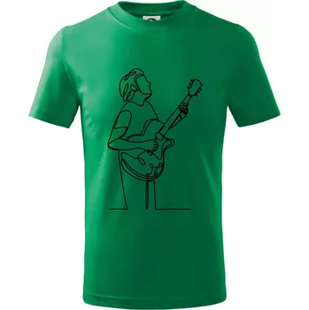 Chlapecké tričko Kytarista jedním tahem - Tričko dětské bavlněné - 98 cm / 2 roky ( Středně zelená )