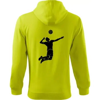 Pánská móda Volejbal nápřah muž - Mikina s kapucí na zip trendy zipper - 3XL ( Limetková )