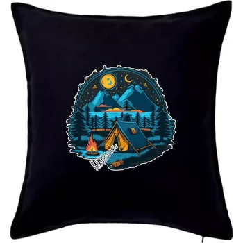 Polštář Krkonoše pod stanem - Polštář 50x50 - 50x50 - Pouze potah ( Černá )