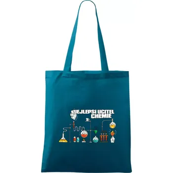 Nákupní taška Nejlepší učitel chemie - Taška bavlněná - 42 x 38 cm ( Petrolejová )