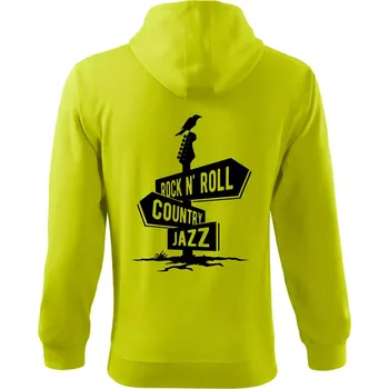 Pánská mikina Kytara rozcestník - Mikina s kapucí na zip trendy zipper - 2XL ( Limetková )
