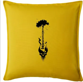 Polštář Kytara strom a lebka - Polštář 50x50 - 50x50 - Pouze potah ( Žlutá )