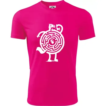 Kočka a myš bludiště - Dětské triko sportovní (dresovina) - 146 cm/10 let ( Neon Pink )