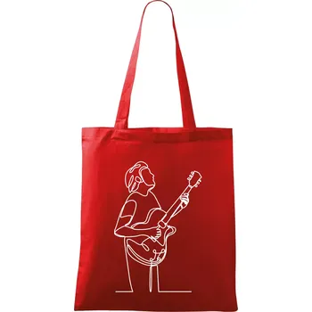 Kytarista jedním tahem - Taška bavlněná - 42 x 38 cm ( Červená )