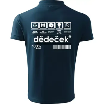 Pánská košile Čárový kód dědeček - Polokošile pánská Pique Polo 203 - S ( Námořní modrá (velmi tmavá - téměř černá) )