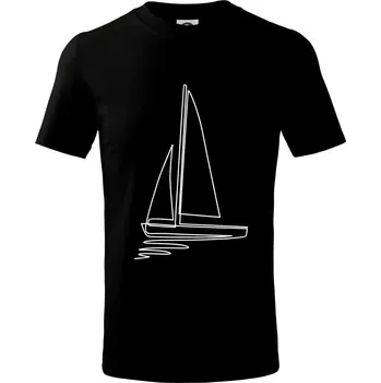 Chlapecké tričko Plachetnice jedním tahem - Tričko dětské bavlněné - 98 cm / 2 roky ( Černá )