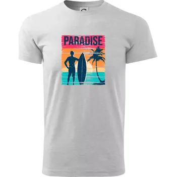 Pánské tričko Paradise - barevný čtverec - Triko extra velké (5-8XL) - 7XL ( Světlešedý Melír )