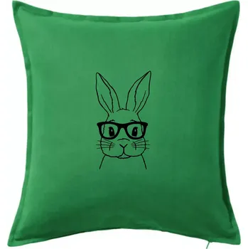 Polštář Králík s brýlemi - Polštář 50x50 - 50x50 - Pouze potah ( Středně zelená )