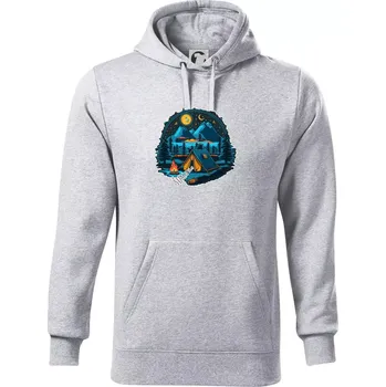 Pánská mikina Šumava pod stanem - Mikina pánská Cape s kapucí - 3XL ( Světlešedý Melír )