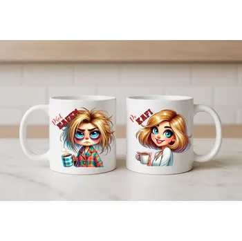 Hrnek - Kávozávisláci 2 – „Před a Po kafi“ (Před kafem / Po kafi – keramický hrnek 330 ml)