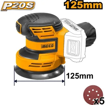 Bruska orbitální CROSLI2001 INGCO AKU 20V P20S INDUSTRIAL bez akumulátoru a nab.