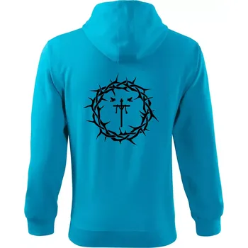 Pánská mikina Jesus zmrtvýchvstání - Mikina s kapucí na zip trendy zipper - 2XL ( Světlý tyrkys )