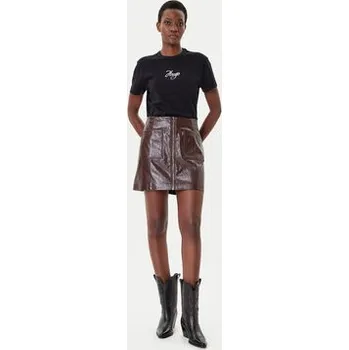 Dámské oblečení HUGO Sukně z imitace kůže Ralitte-1 50544832 Hnědá Slim Fit 40