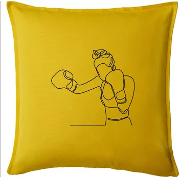 Polštář Žena boxerka jedním tahem - Polštář 50x50 - 50x50 - Pouze potah ( Žlutá )